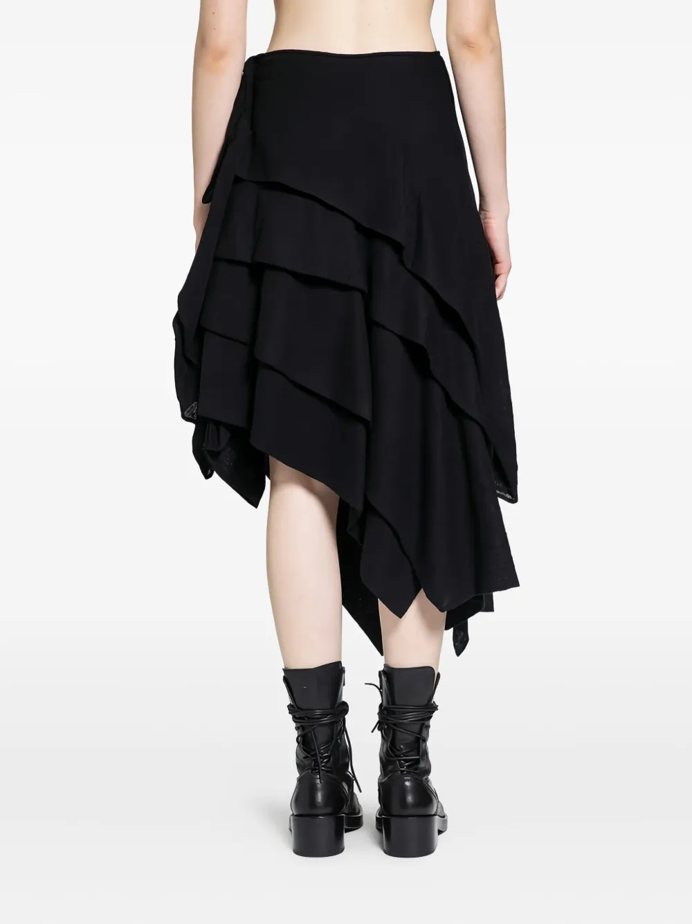 Миди-юбка с защипами и прострочкой Yohji Yamamoto, черный — фото 4