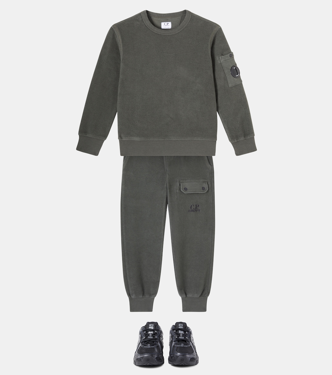 Вышитые спортивные штаны из хлопкового флиса C.P. Company Kids, Grape Leaf Green — фото 2
