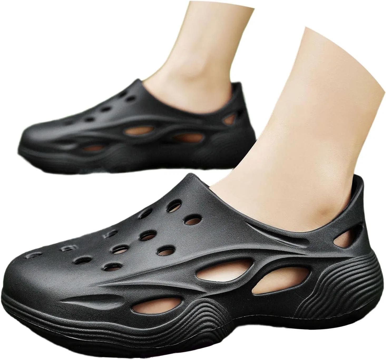 Сабо Gartenschuhe Damen Herren Leicht Hausschuhe Sommer Weiche Pantoletten mit Rutschfester Sohle Сандалии Gartenclogs унисекс Garten Strand Schuhe Badelatschen Küchenschuhe Hsternexy, B49 Schwarz