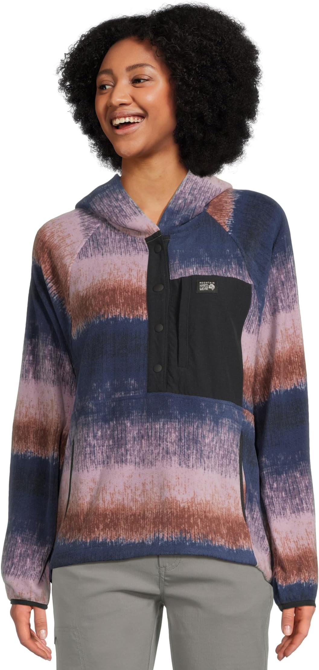 

Женский пуловер Microchill с застежкой на вороте Mountain Hardwear, Bourbon Brown Gradient Stripe