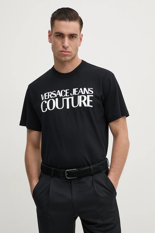 

Хлопковая футболка Versace Jeans Couture, черный