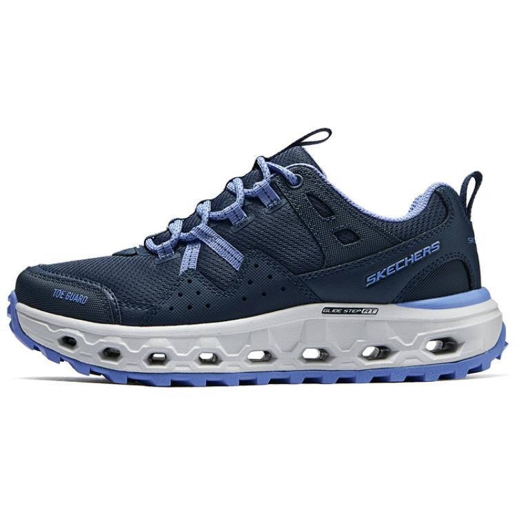 

Кроссовки женские с низким верхом синего цвета с черной надписью Skechers