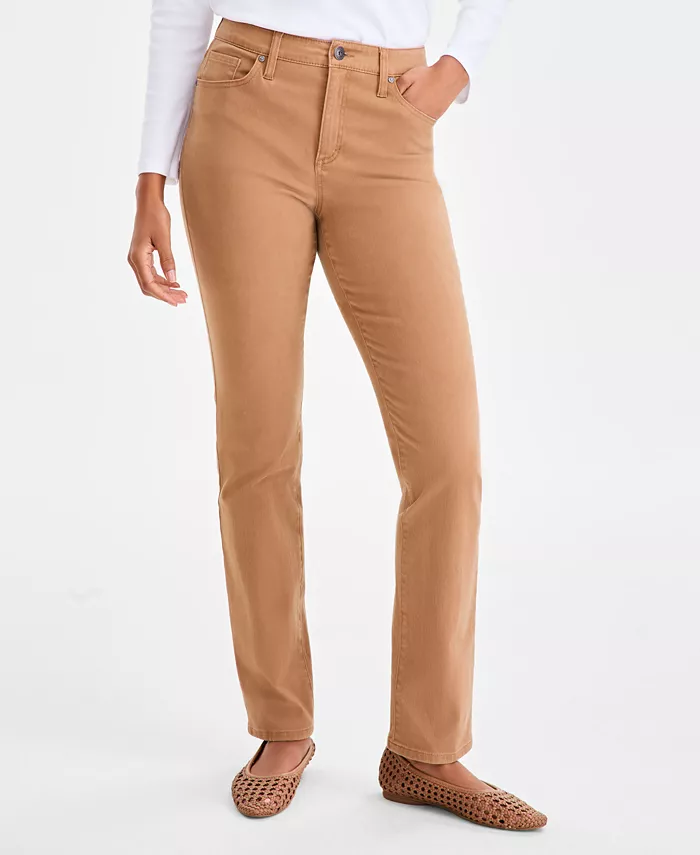 

Джинсы Petite High Rise Natural Straight Leg Style & Co, коричневый/бежевый