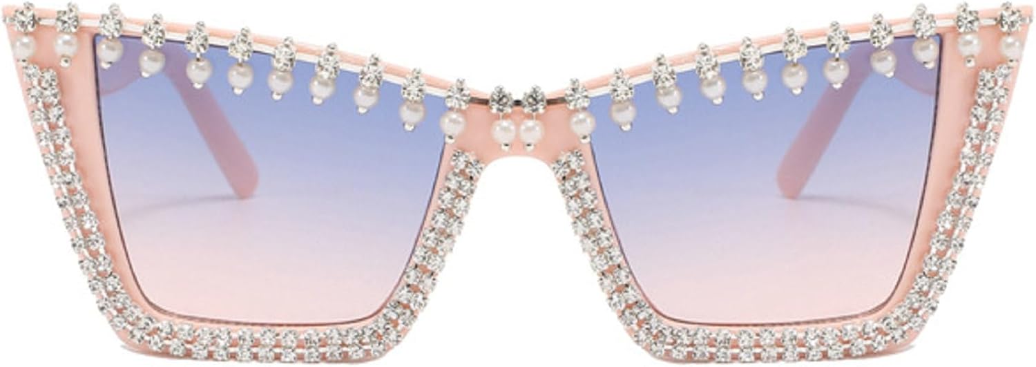 

Модные солнцезащитные очки «кошачий глаз» с бриллиантами для женщин, блестящие солнцезащитные очки для костюмированных вечеринок со стразами, женские солнцезащитные очки с жемчугом, размер N45 mincl, Pink