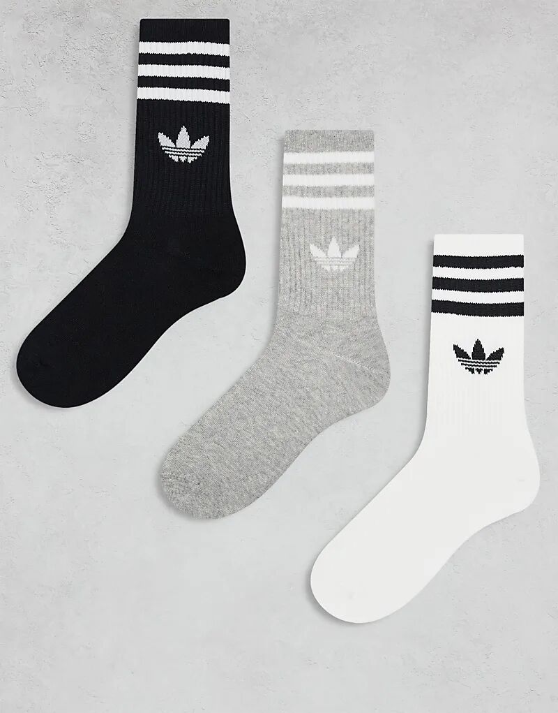

Носки adidas Originals adicolor Trefoil, 3 Пары, черного, белого и серого цветов