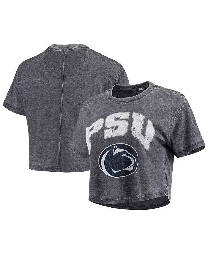 

Женская темно-синяя футболка Penn State Nittany Lions Edith Vintage-Like Burnout Crop Pressbox