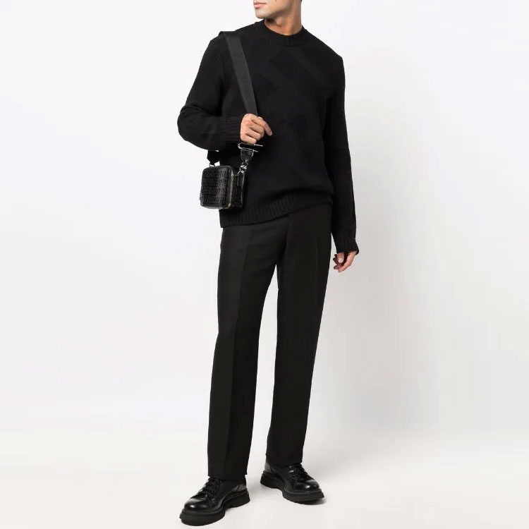 Fendi Мужской свитер, черные, с круглым вырезом, средней толщины, другие — фото 4
