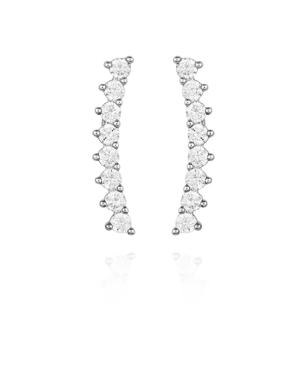 

Серьги-Клаймеры с серебристыми кубическими цирконами Vince Camuto, silver-tone