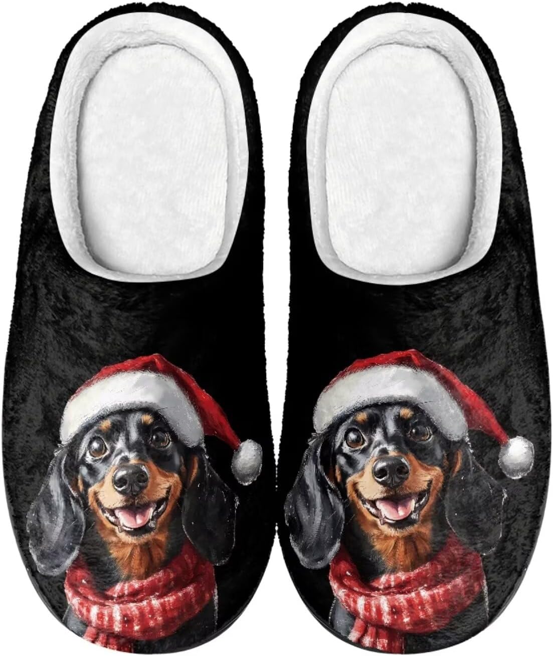 

Удобные плюшевые тапочки Cadowhimsy с закрытым носком, домашние тапочки без шнурков, пушистые домашние тапочки для женщин и мужчин, для дома и улицы, Christmas Dachshund Dog