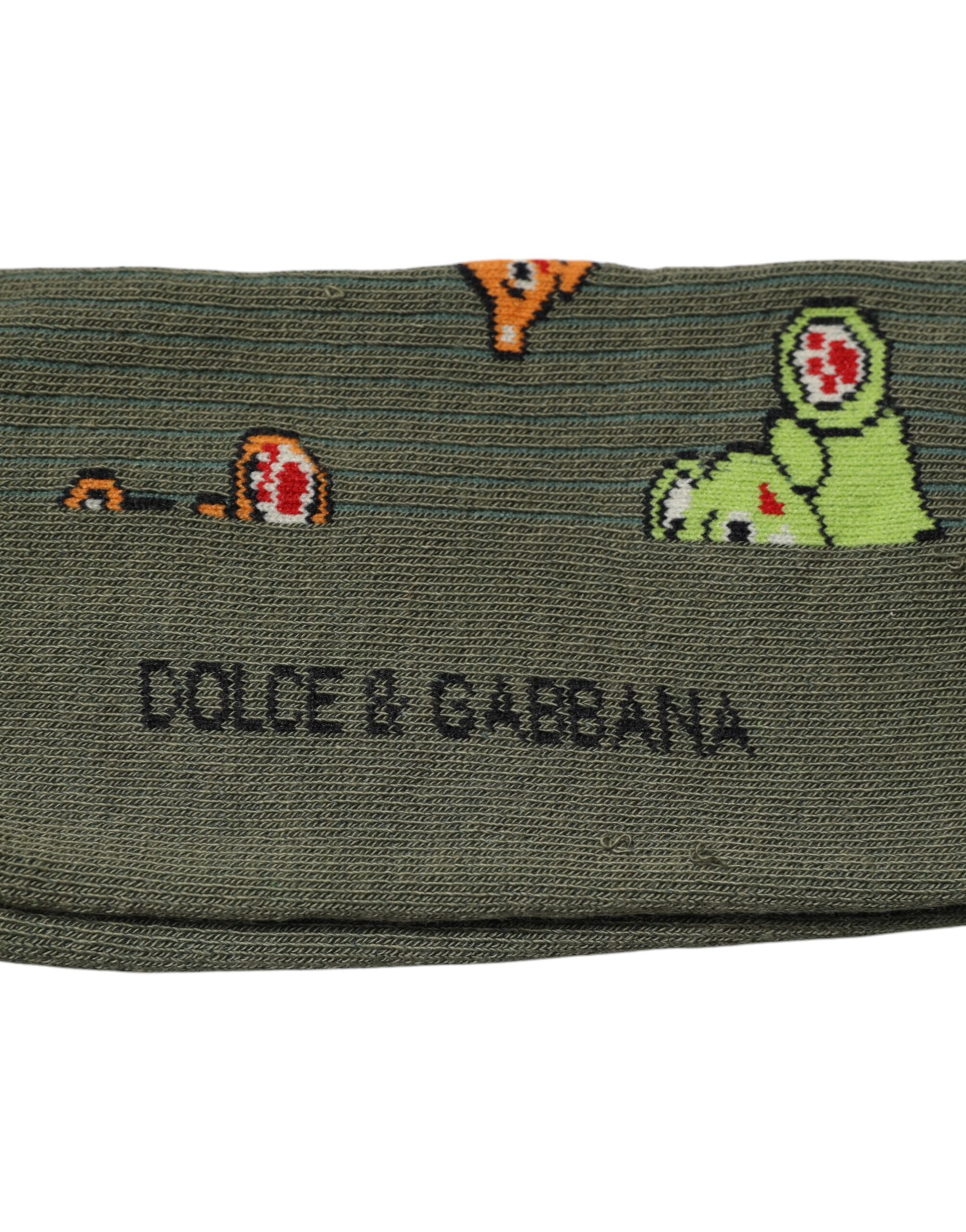 Носки до середины голени из зеленого нейлона с принтом медведя DG Dolce & Gabbana — фото 3