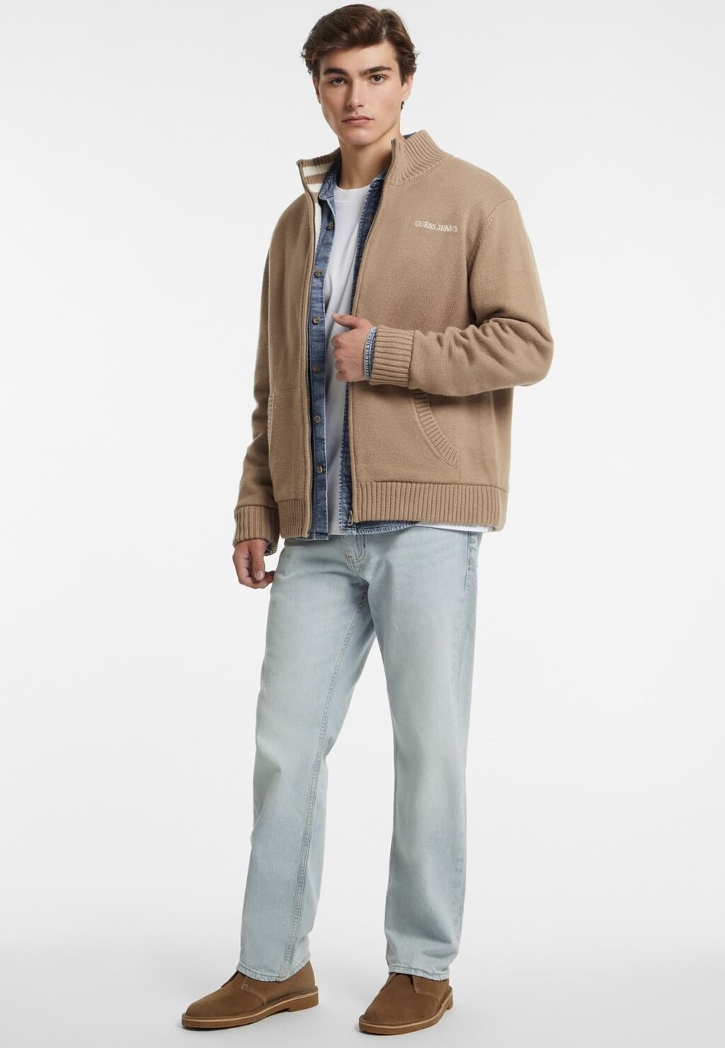 

Кардиган LS ZIPPED Guess Jeans, бежевый
