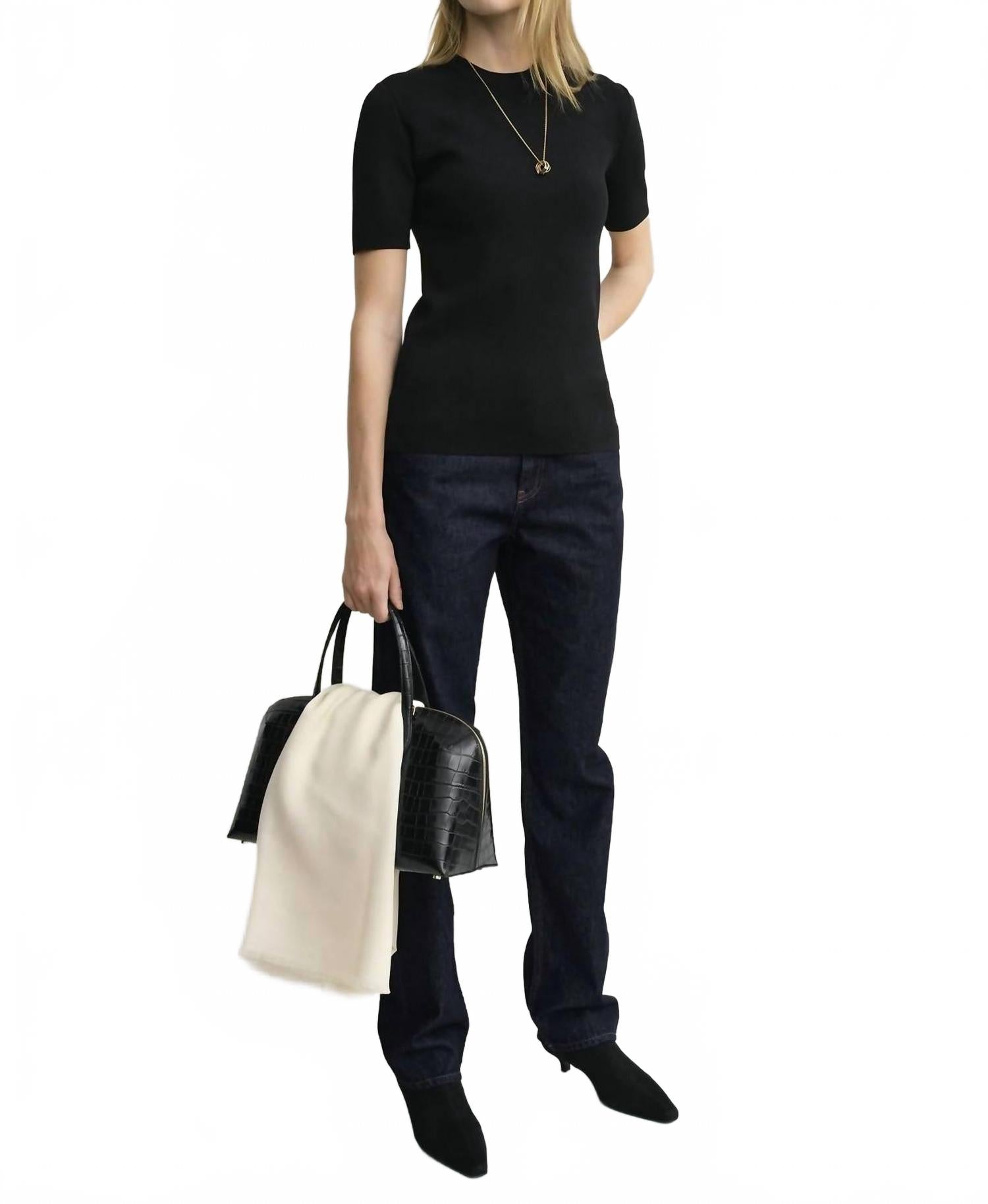 

Плотный трикотажный топ черного цвета Toteme, черный