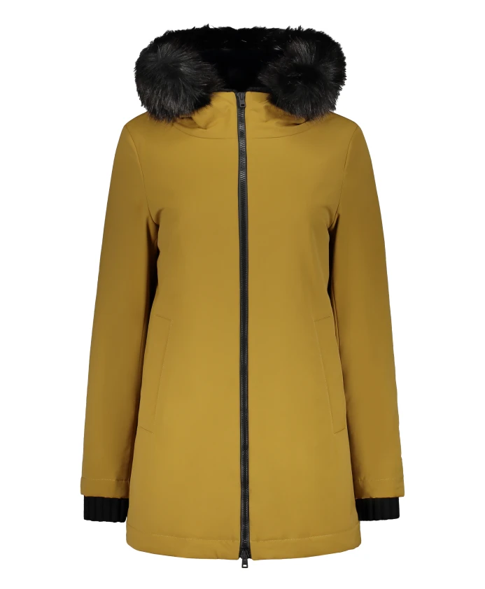 

Парка с капюшоном и отделкой из искусственного меха Herno, зеленый