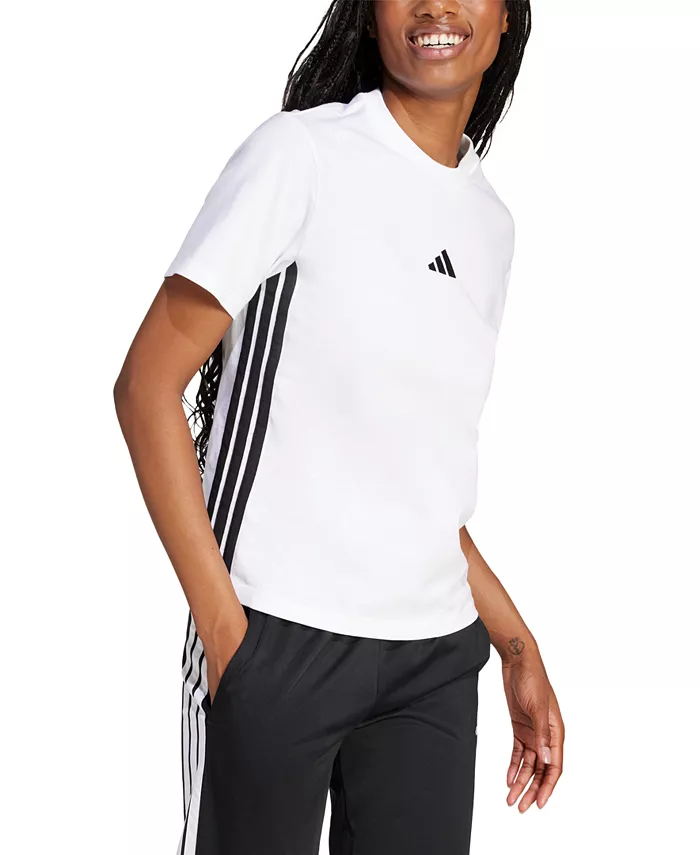 

Женская хлопковая футболка Essentials с тремя полосками adidas, мультиколор