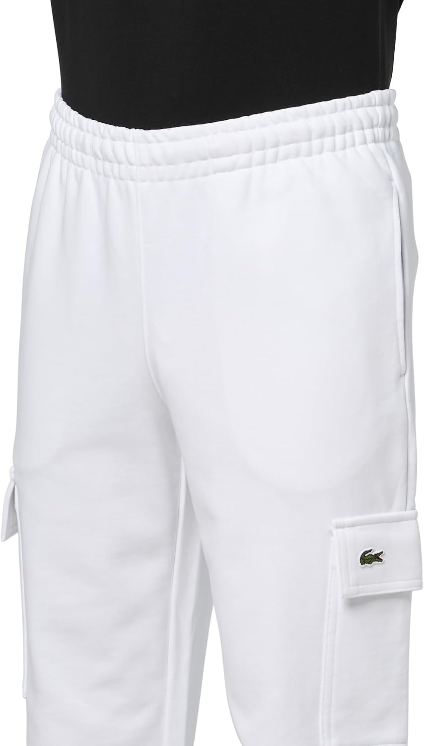 Мужские спортивные брюки-карго Lacoste стандартного кроя из неворсистого флиса., White — фото 3