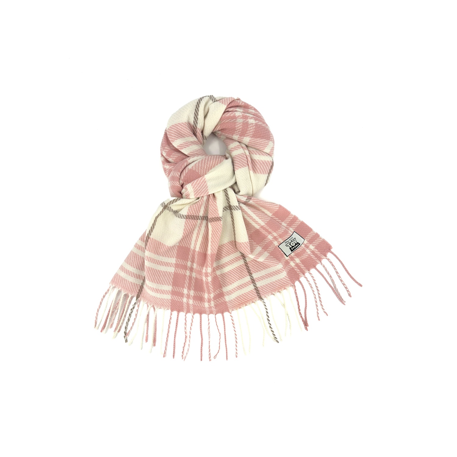 

Disney Полиэстеровый вязаный шарф унисекс, White Pink Plaid