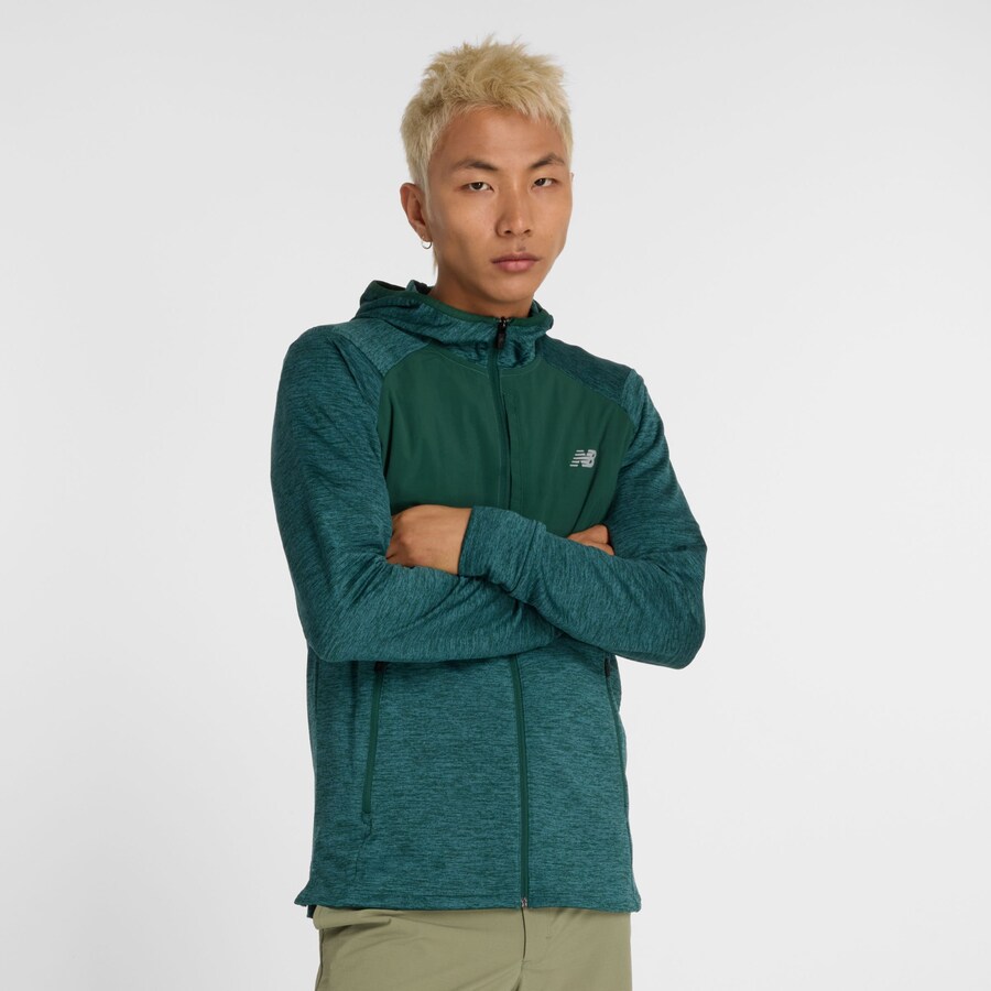 

Спортивная толстовка с капюшоном на молнии new balance Heat Grid, цвет Light green/Dark green