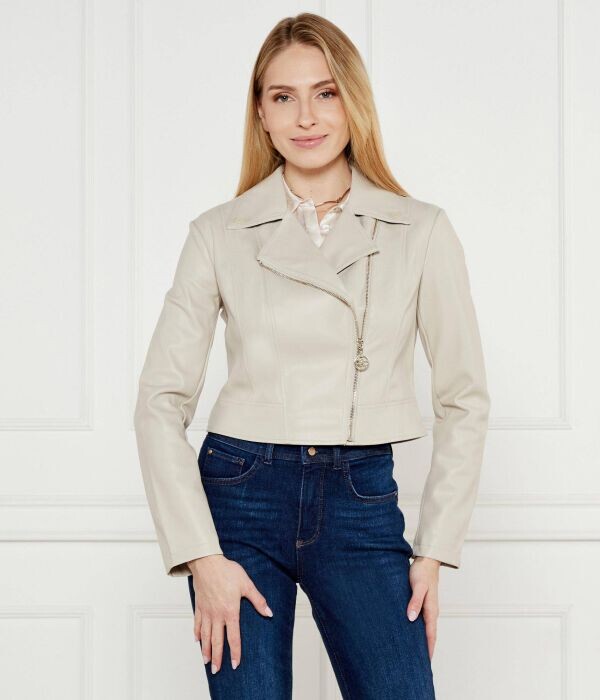 

Куртка женская Guess Jeans короткая из искусственной кожи, бежевый