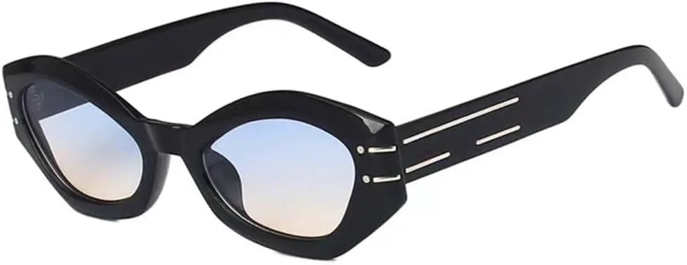 

Женские винтажные солнцезащитные очки LVTFCO, маленькие ретро-очки в многоугольной оправе, панк-очки, мужские очки с защитой от УФ-излучения UV400, Blue Pink