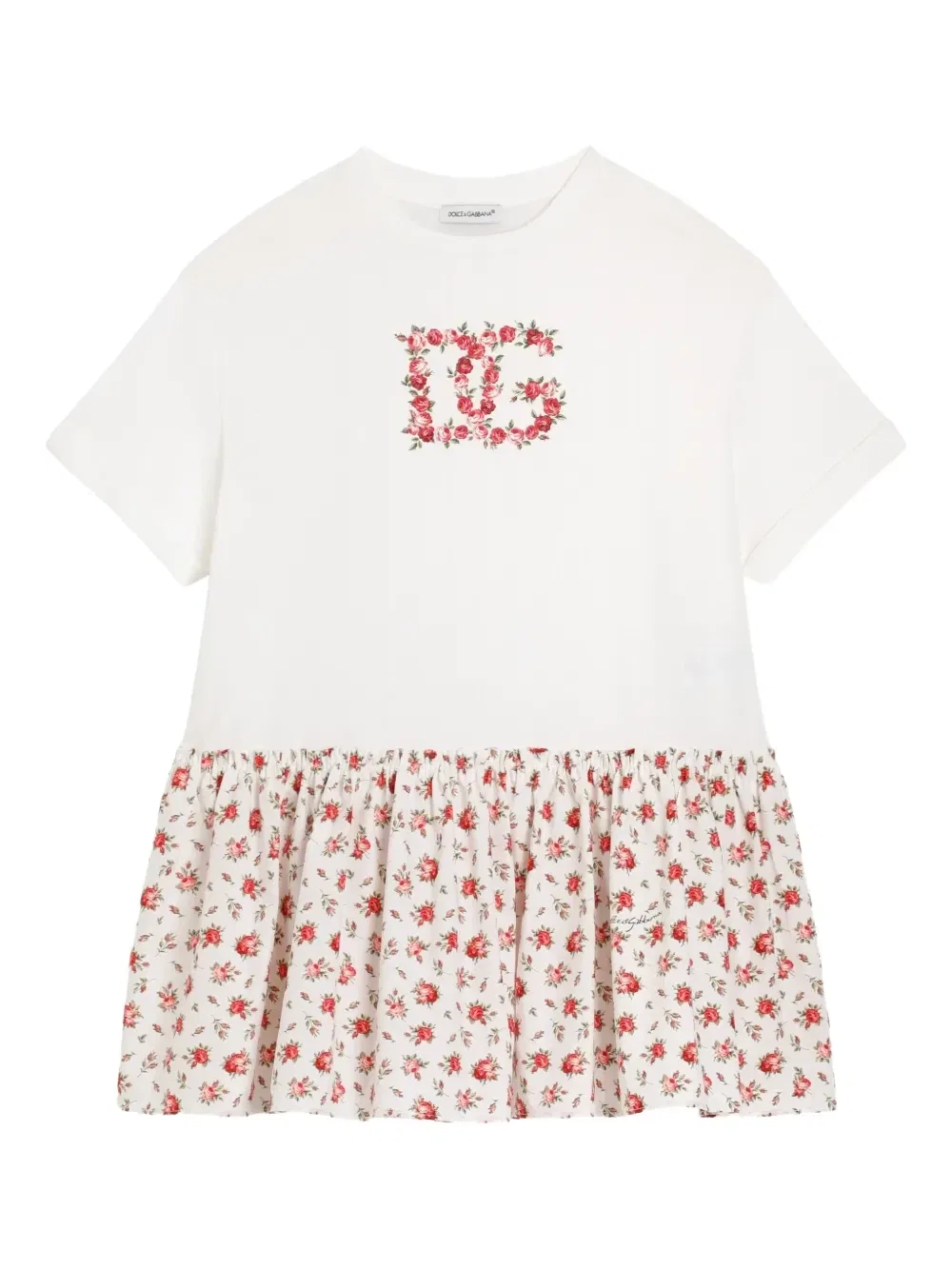 Платье с цветочным принтом Dolce & Gabbana Kids, белый