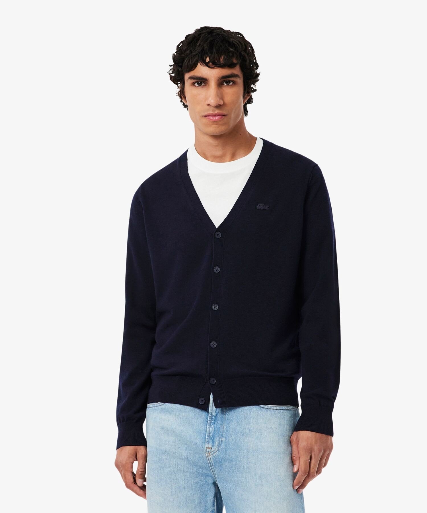 Кардиган из шерсти мериноса Essential LACOSTE, Navy