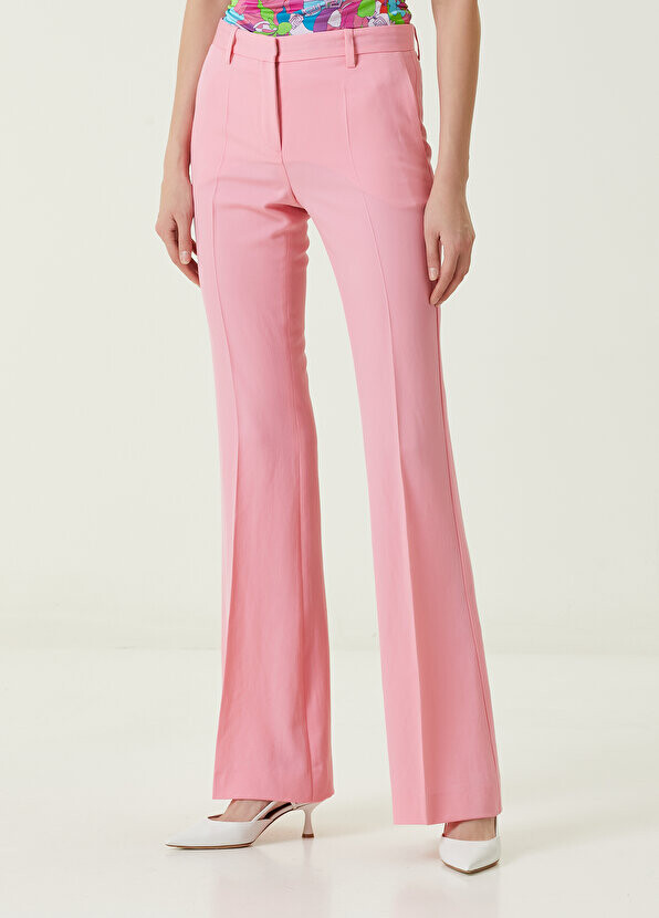 Розовые широкие шерстяные брюки Versace — фото 3