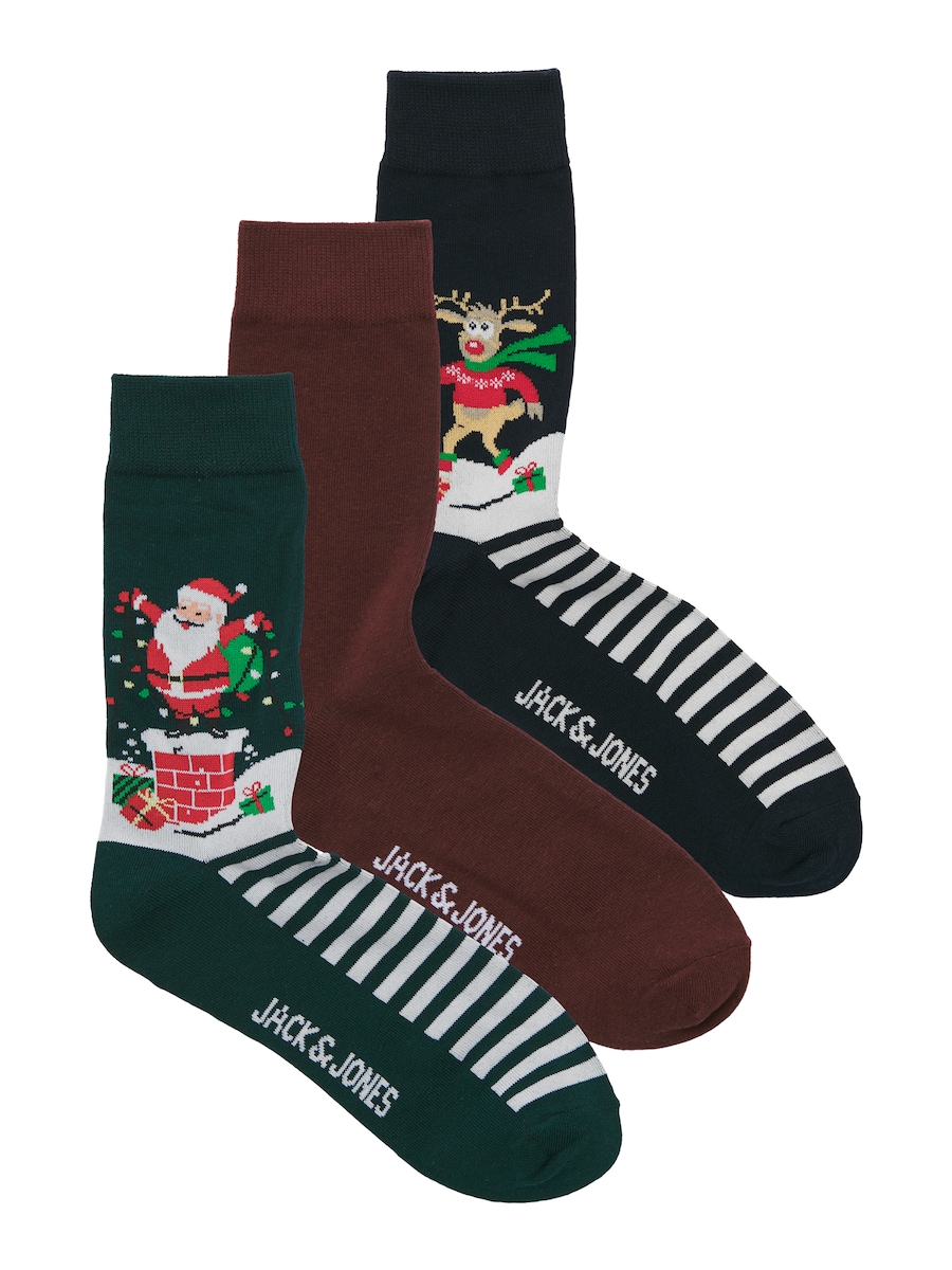 

Носки JACK & JONES JACSNOWY XMAS, темно-зеленый/темно-красный/черный