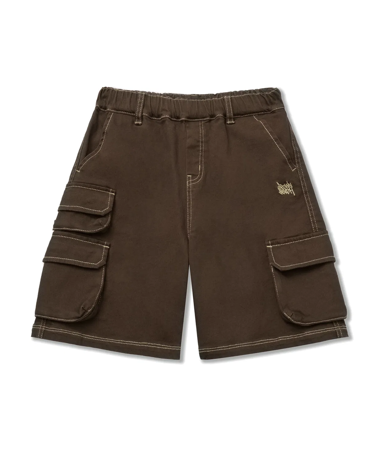 Детские хлопковые брюки-карго коричневые от Brownbreath Kids — фото 2