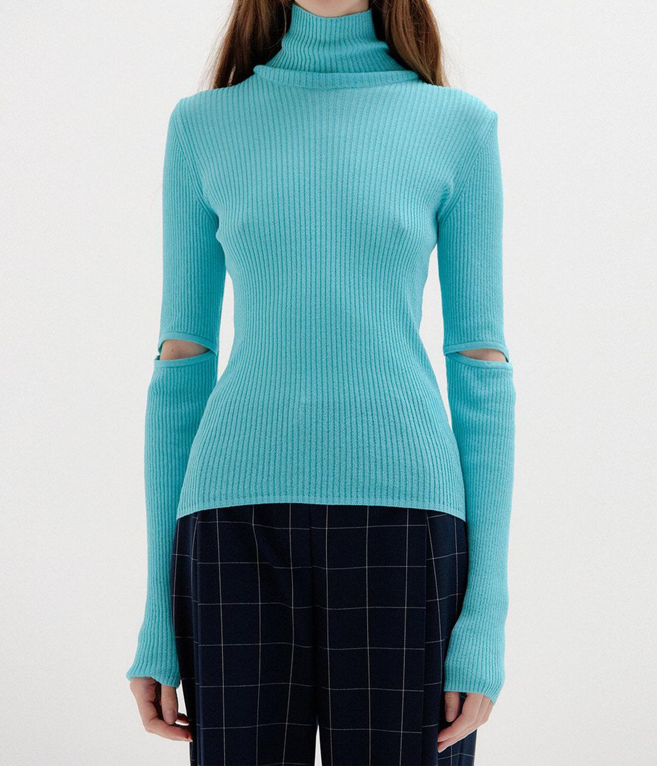 

Трикотажный пуловер Solly Ribbed Knit в небесно-голубом цвете EENK