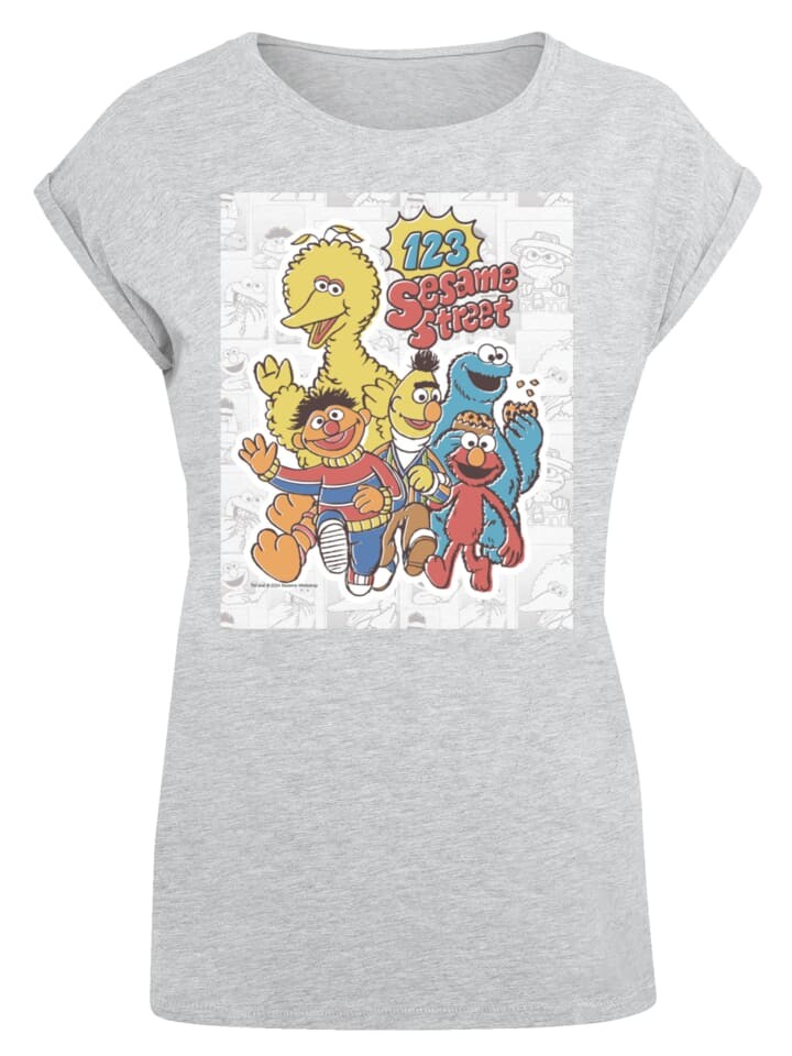 

Футболка F4NT4STIC Extended Shoulder T-Shirt Sesamstraße 123, пятнистый серый