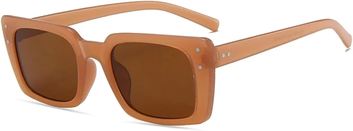 

Солнцезащитные очки в ретро-оправе для женщин и мужчин, модные, для активного отдыха, спорта, вождения, защита от УФ-излучения UV400 TKKTLLT, Brown Brown