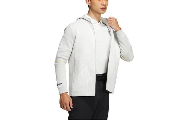 Куртка Men's adidas Primeknit Jkt Solid Color Stripe Alphabet Embroidered Zipper Hooded Long Sleeves Jacket White, белый — фото 3
