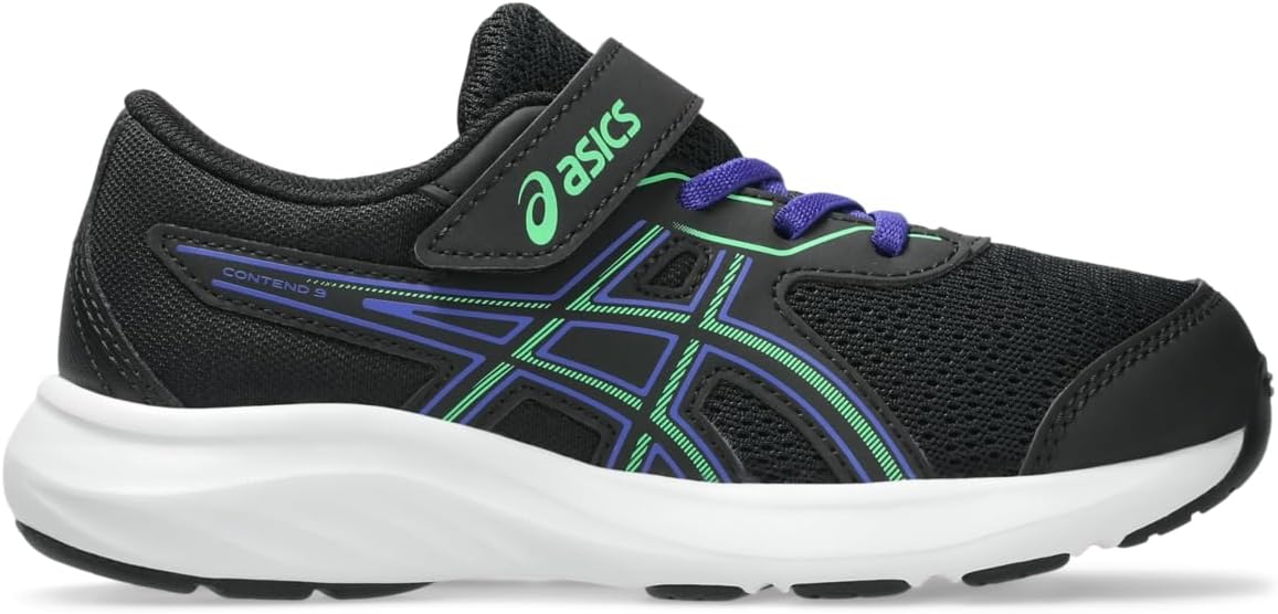 Кроссовки ASICS Boys Contend 9 Ps (для малышей/детей младшего возраста), черный/зеленый/ярко-зеленый