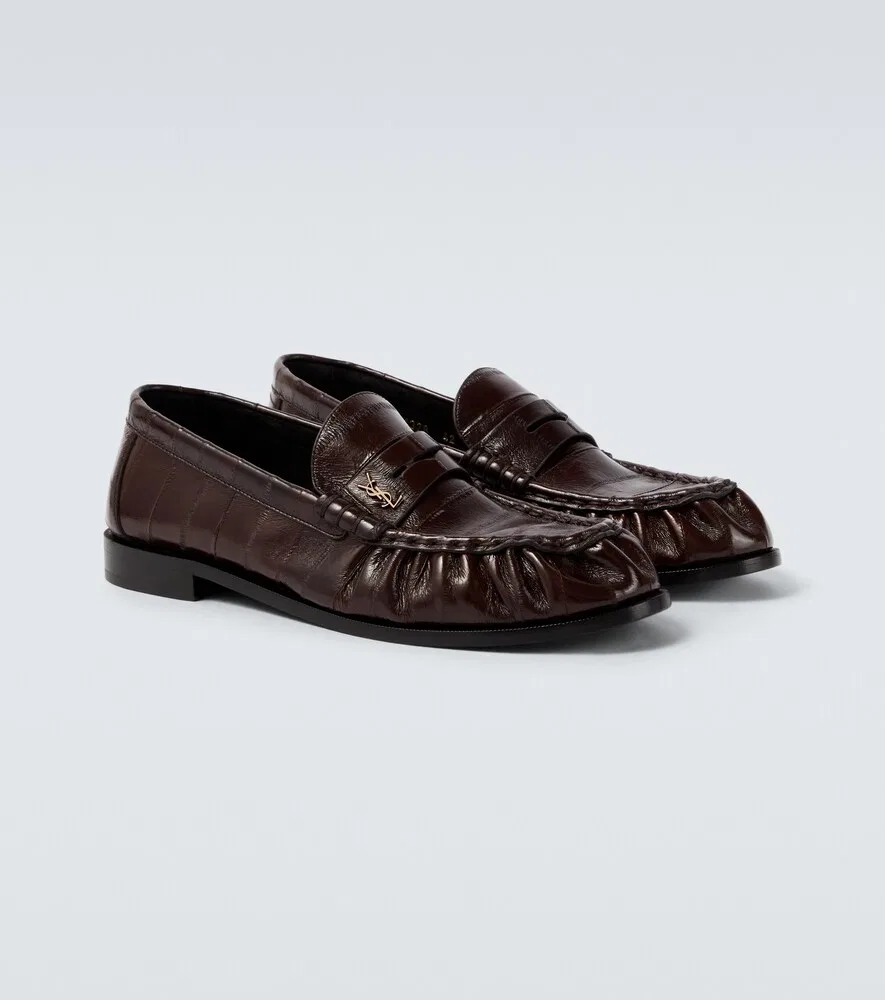Лоферы Le Loafer из кожи угря Saint Laurent, коричневый
