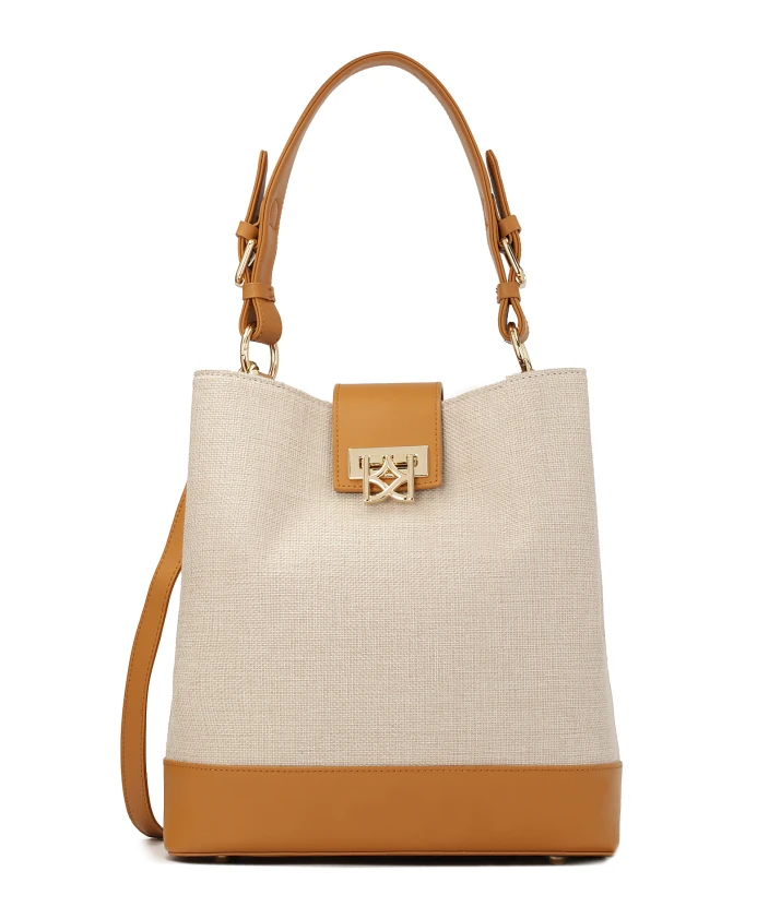 

Уникальная сумка из ткани и кожи. Kazar, бежевый