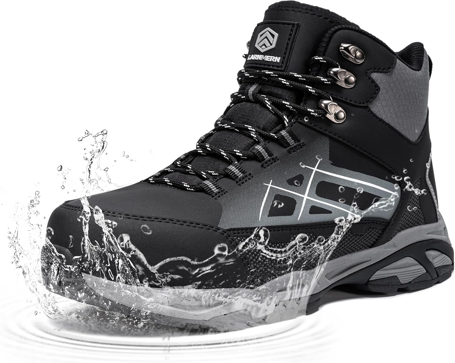 

Мужские рабочие ботинки LARNMERN со стальным носком, нескользящая защитная обувь, удобные походные кроссовки для работы в промышленности и строительстве, черный