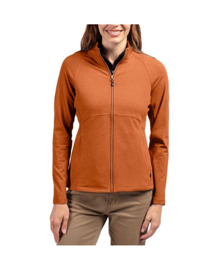 

Женская трикотажная рубашка Adapt Knit Heather с длинными рукавами и застежкой-молнией Cutter & Buck, Texas orange heather