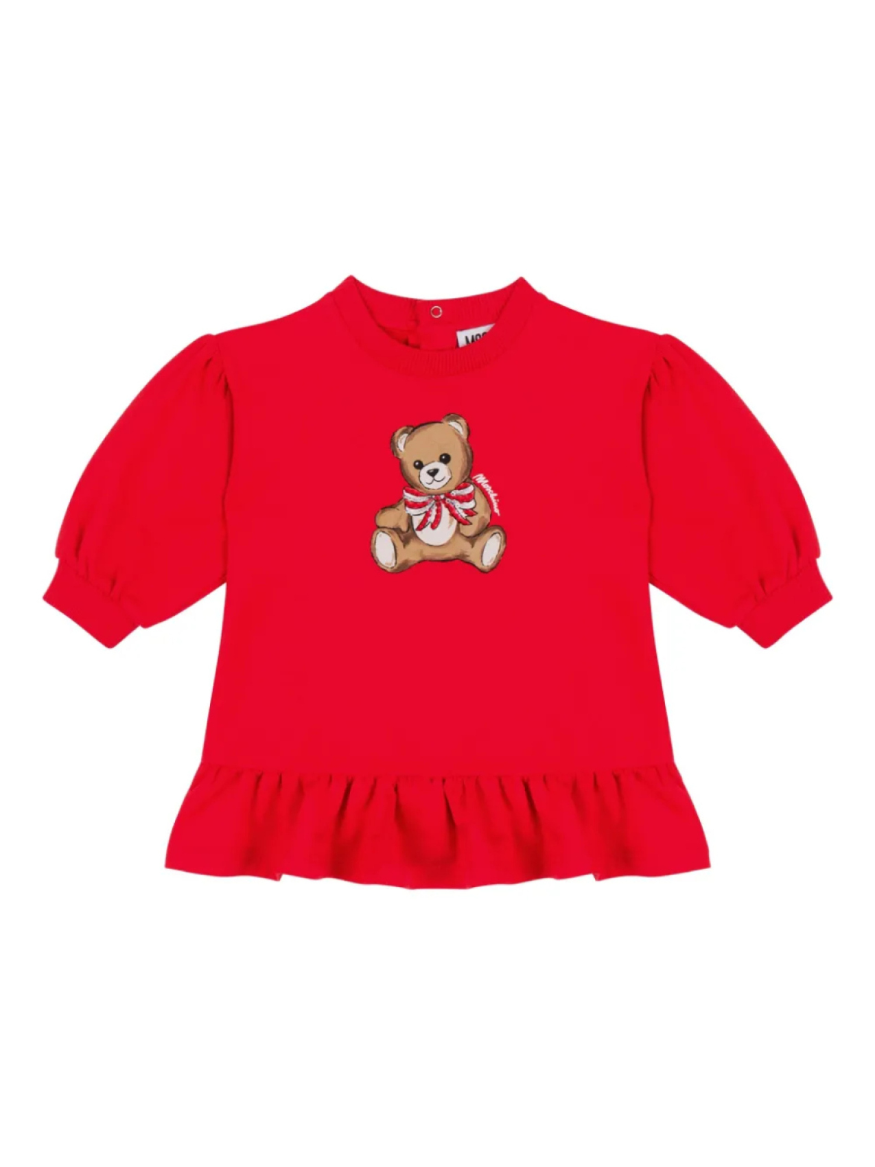 

Платье с плюшевым мишкой и оборками по подолу Moschino Kids, красный