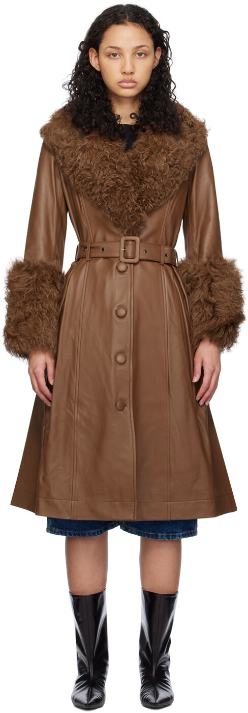 

Коричневая лисья шуба из овчины Saks Potts