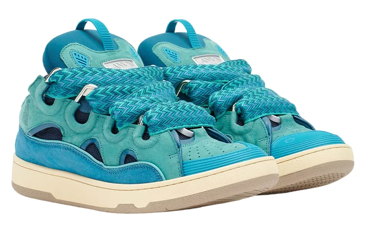 Lanvin Curb Canvas низкие стильные скейтерские кроссовки мужские синие — фото 4