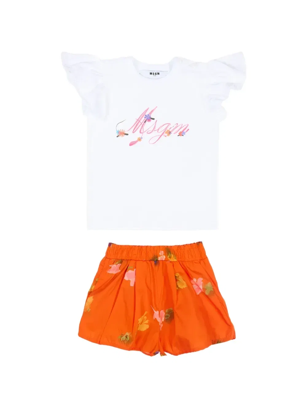 Комплект из топа и брюк с оборками Msgm Kids, белый