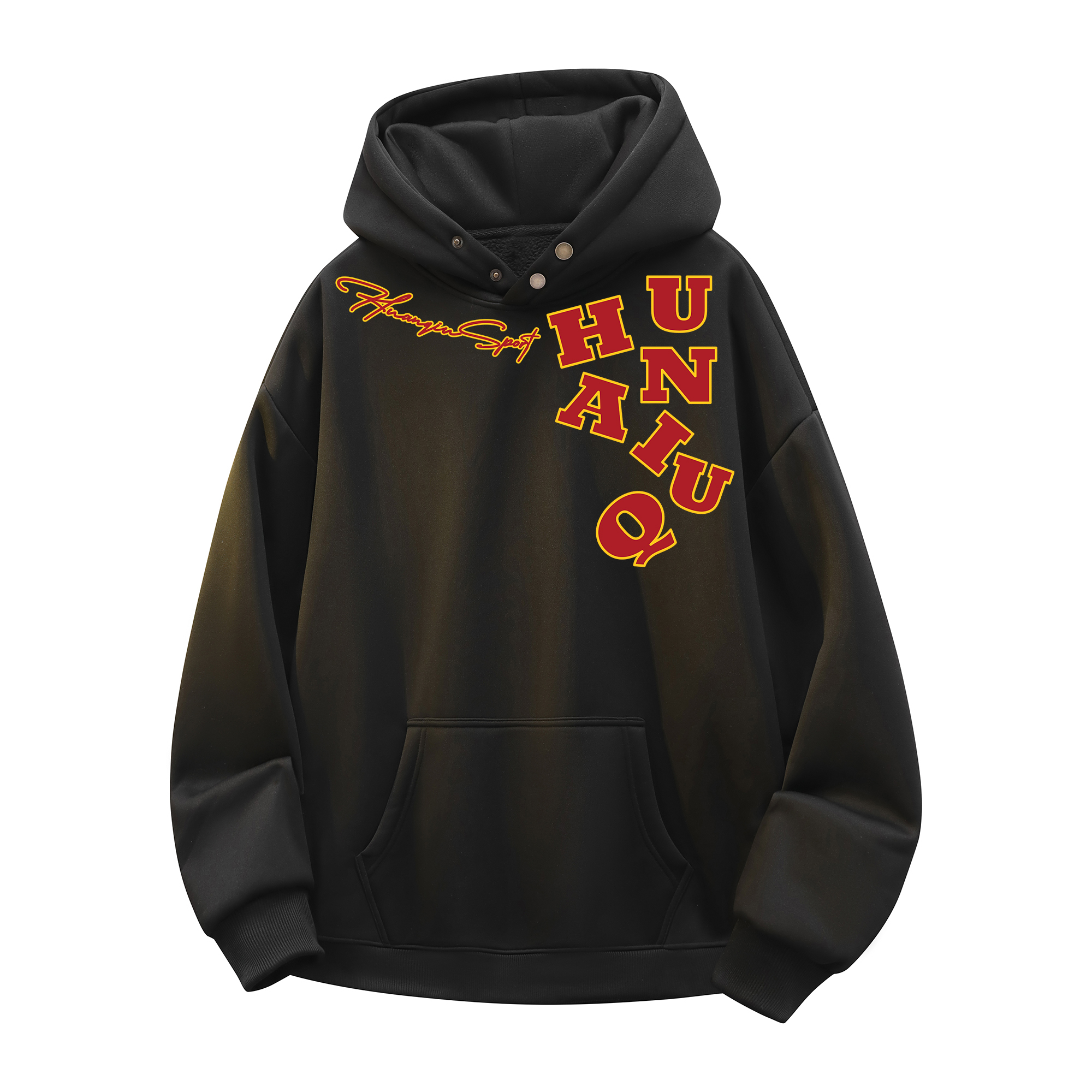 

Толстовка Unisex Hooded Moderate Heavyweight HUANQIU, черный (fleece-lined)