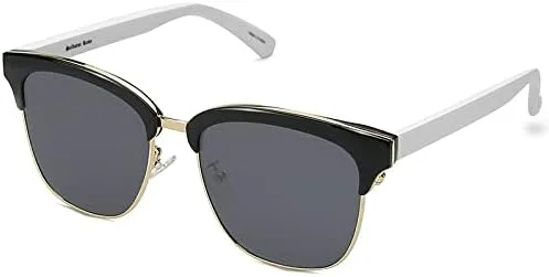 

Солнцезащитные очки в полуободковой оправе для женщин/мужчин, винтажные, без оправы, для вождения, поляризованные, с защитой от УФ-излучения UV400 MTZJH, Black Silver