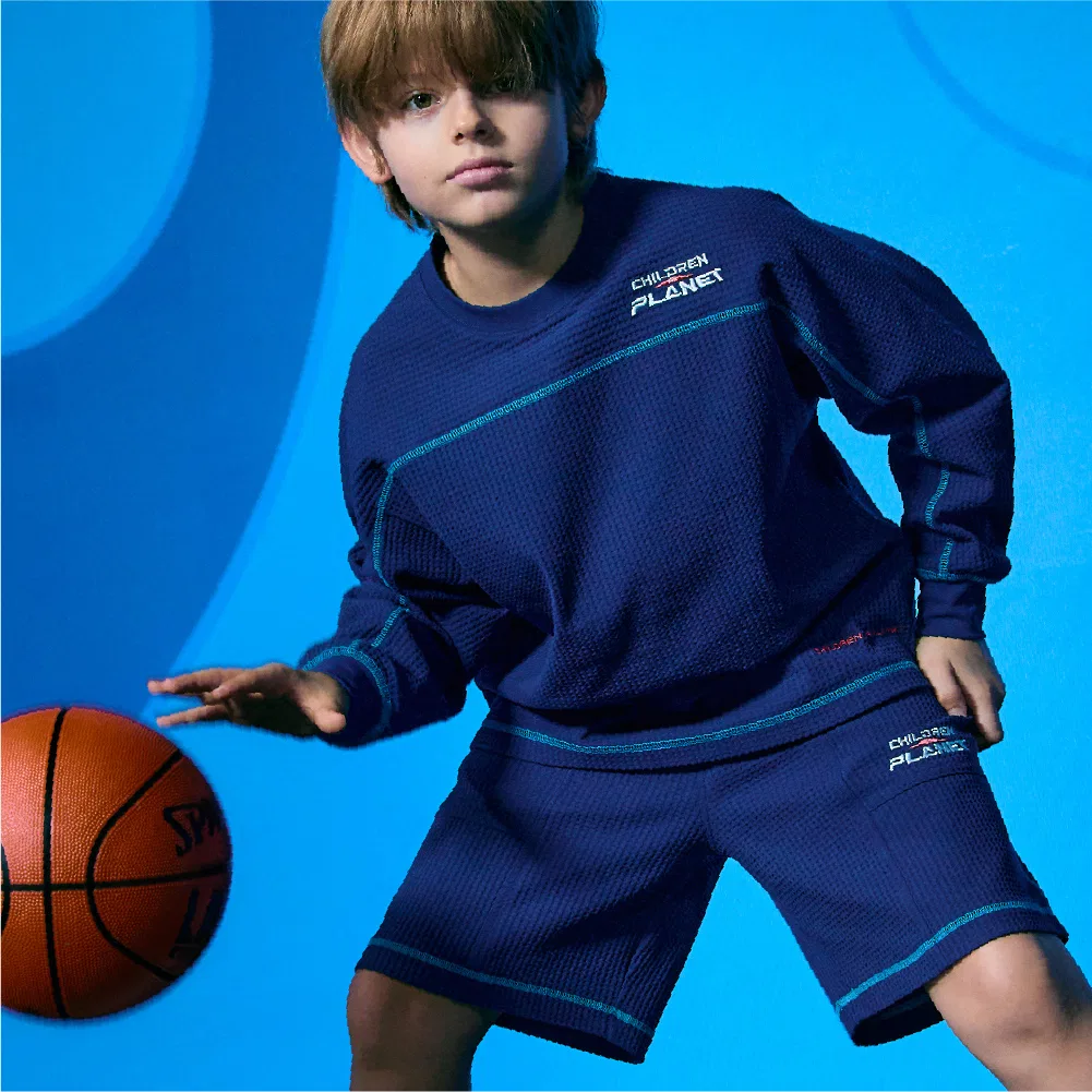 Детский лонгслив Children Of Planet Croffle Uniform, синий аде