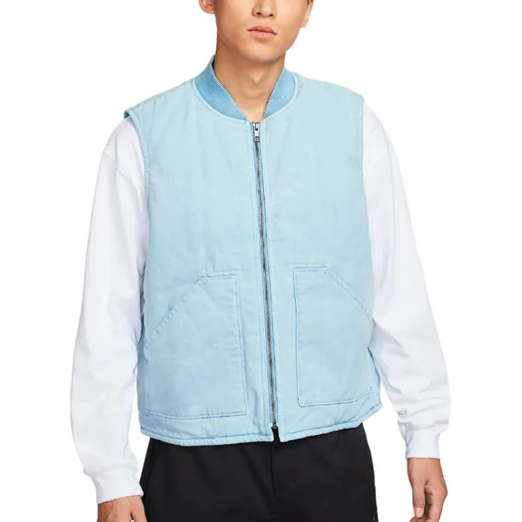 Nike Жилет мужской Mind Blue с бейсбольным воротником, утепленный, в стиле workwear