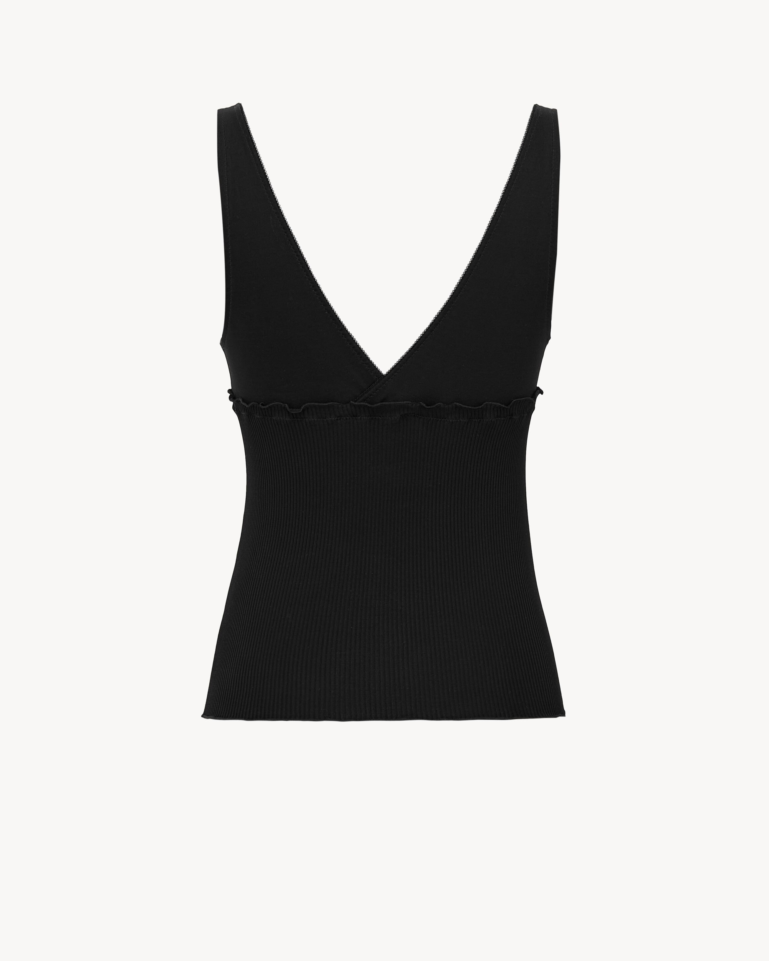Топ CASSANDRE из ребристого шелкового джерси SAINT LAURENT, черный — фото 2