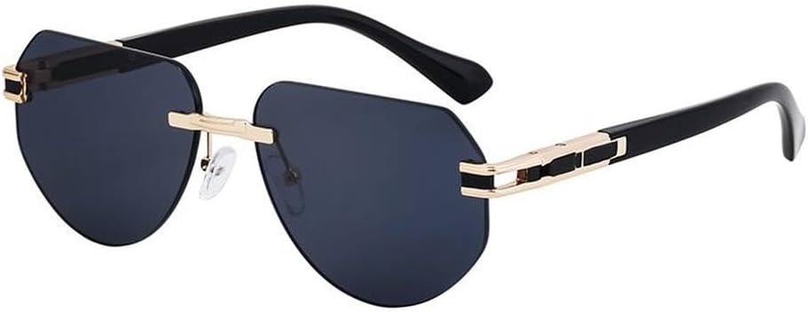 

Винтажные солнцезащитные очки без оправы для мужчин, модные солнцезащитные очки неправильной формы для женщин, очки с защитой от УФ-излучения UV400 HVTVTLA, C1goldblack