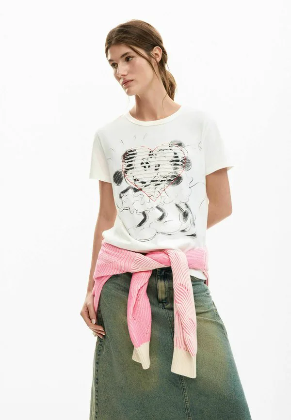 

Футболка с принтом в виде сердечек микки и минни маус Desigual, White, Белый, Футболка с принтом в виде сердечек микки и минни маус Desigual, White