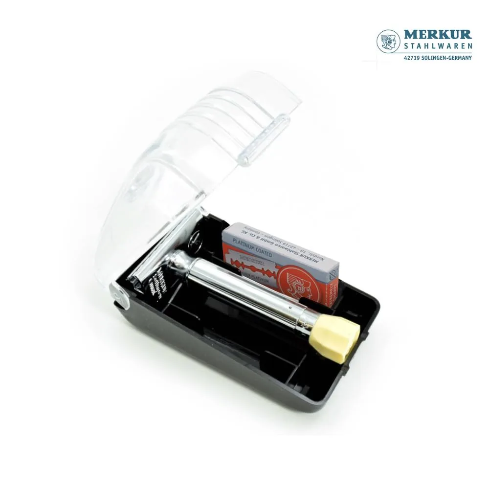 Безопасная бритва MERKUR с короткой ручкой и 10 лезвиями. 1 штука (1 шт.), Silver — фото 4