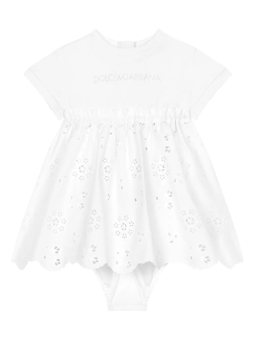 

Платье с вышитым логотипом Dolce & Gabbana Kids, белый